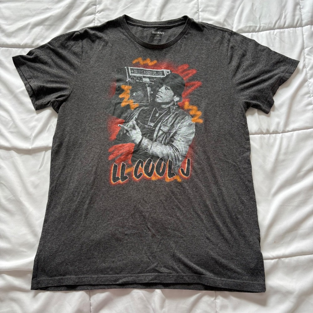 Old Navy LL Cool J Graphic T-Shirt Gray Heather Hip Hop Rap Tee Mens Medium